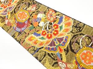 蝶に神楽鈴・鼓模様織出し袋帯